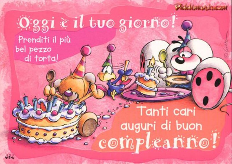 Oggi è il tuo giorno! Prenditi il più bel pezzo di torta! Tanti auguri di buon compleanno
