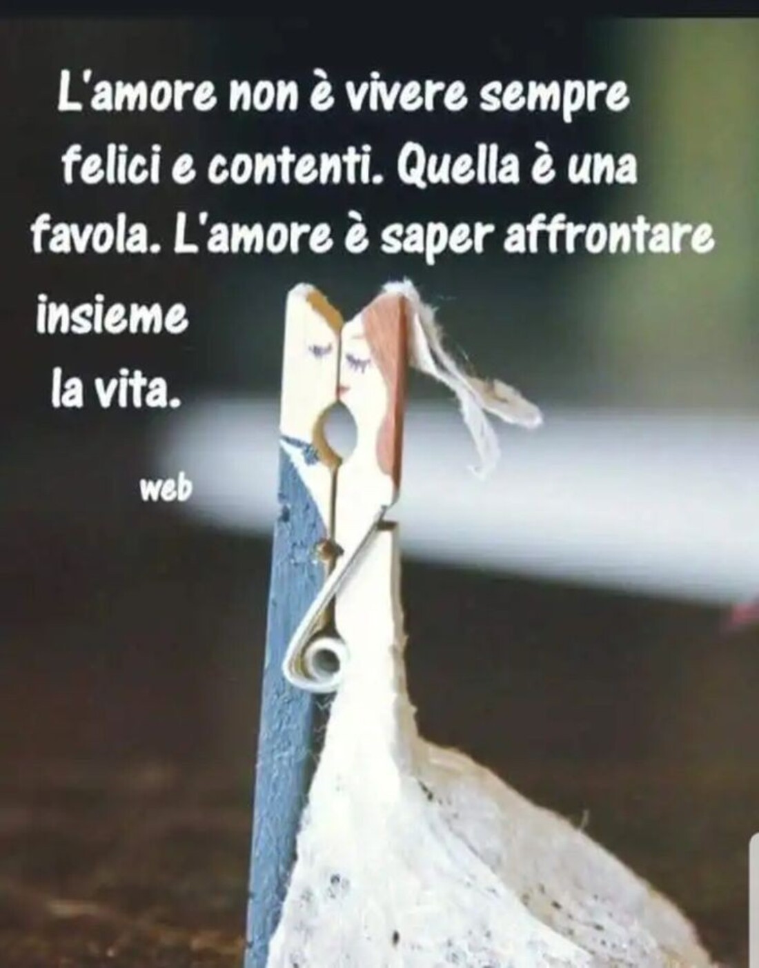 L'amore non è vivere sempre felici e contenti. Quella è una favola. L'amore è saper affrontare insieme la vita.