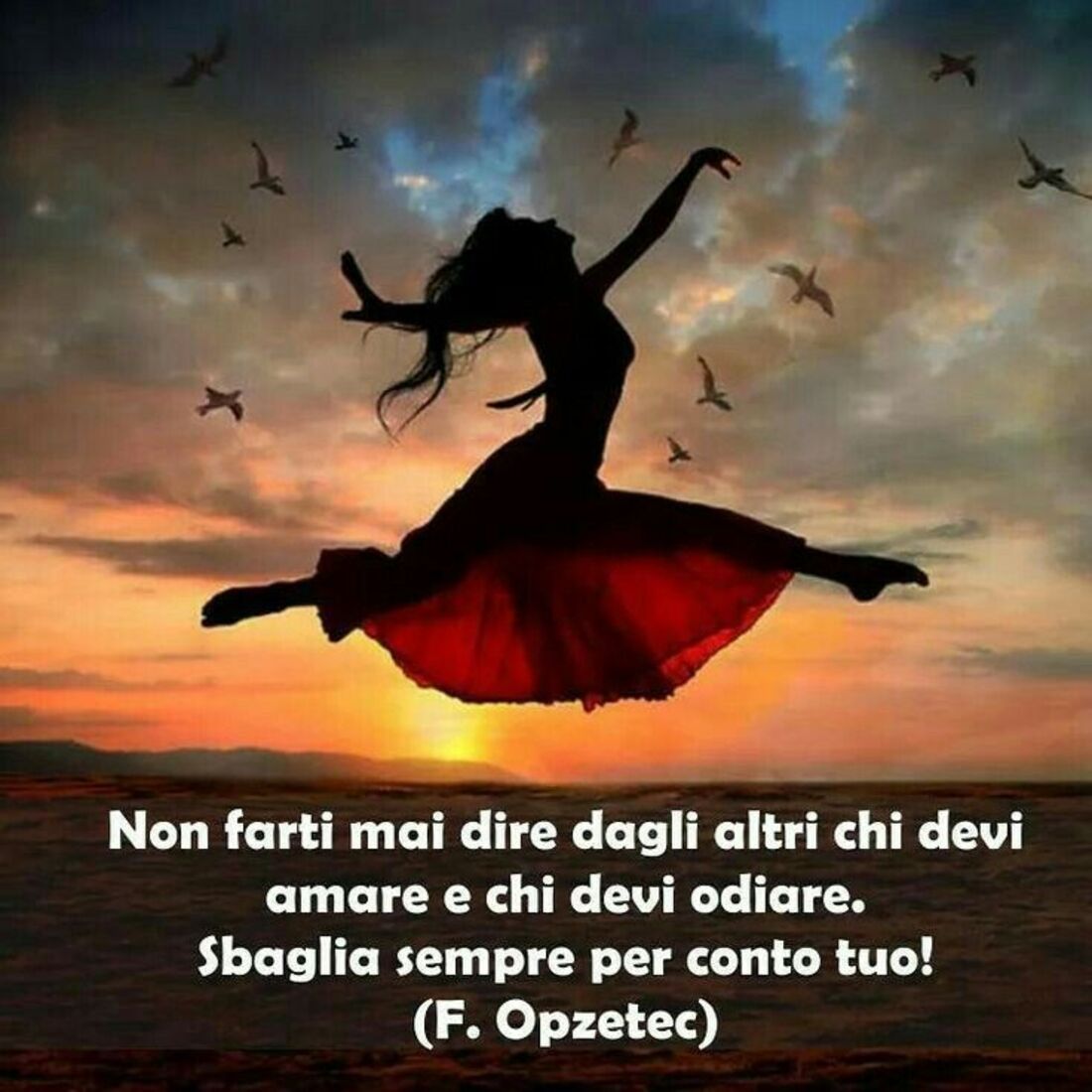 Non farti mai dire dagli altri chi devi amare e chi devi odiare. Sbaglia sempre per conto tuo!