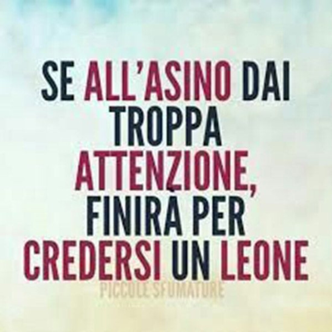 Se all'asino dai troppa attenzione, finirà per credersi un leone