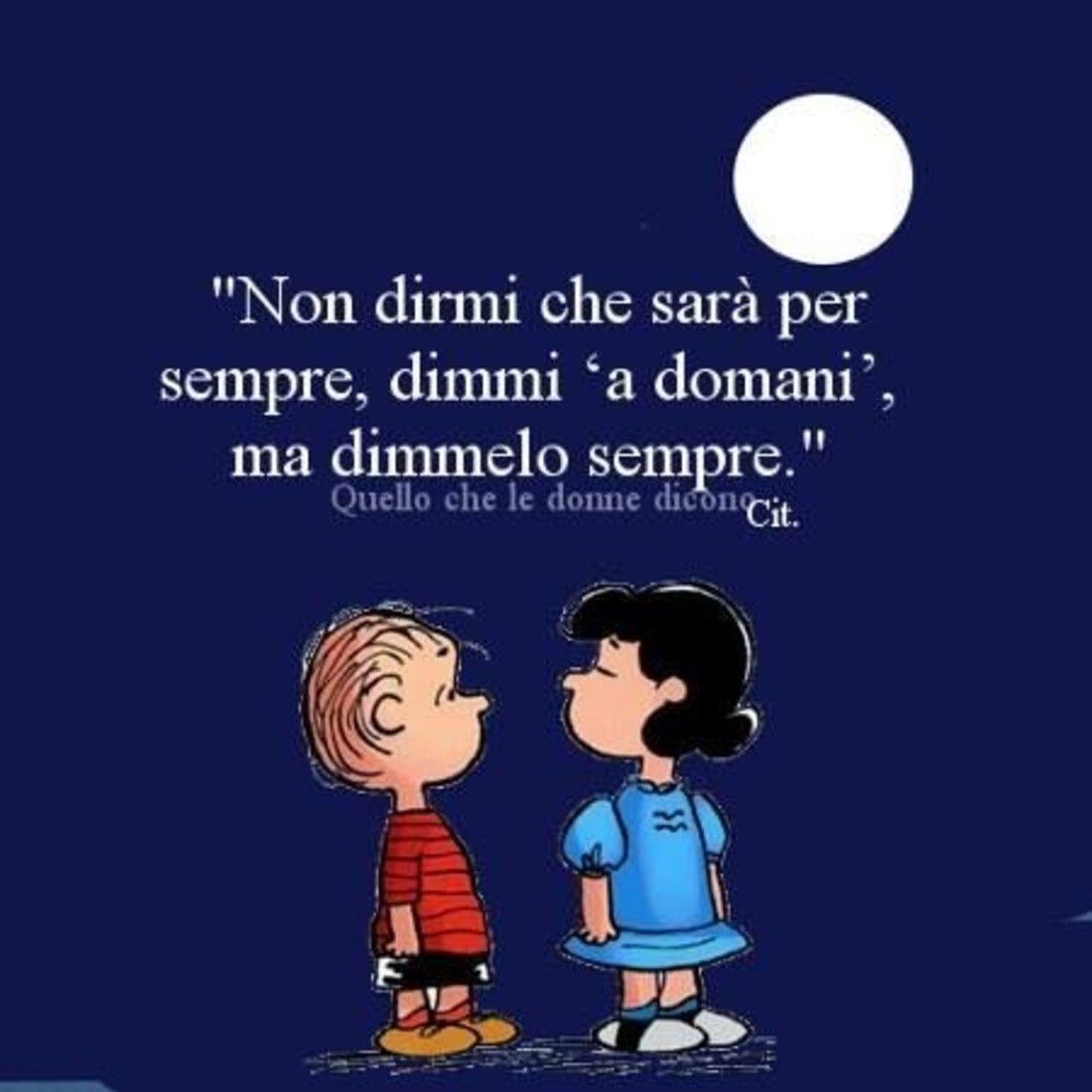 "Non dirmi che sarà per sempre, dimmi "a domani" ma dimmelo sempre" 