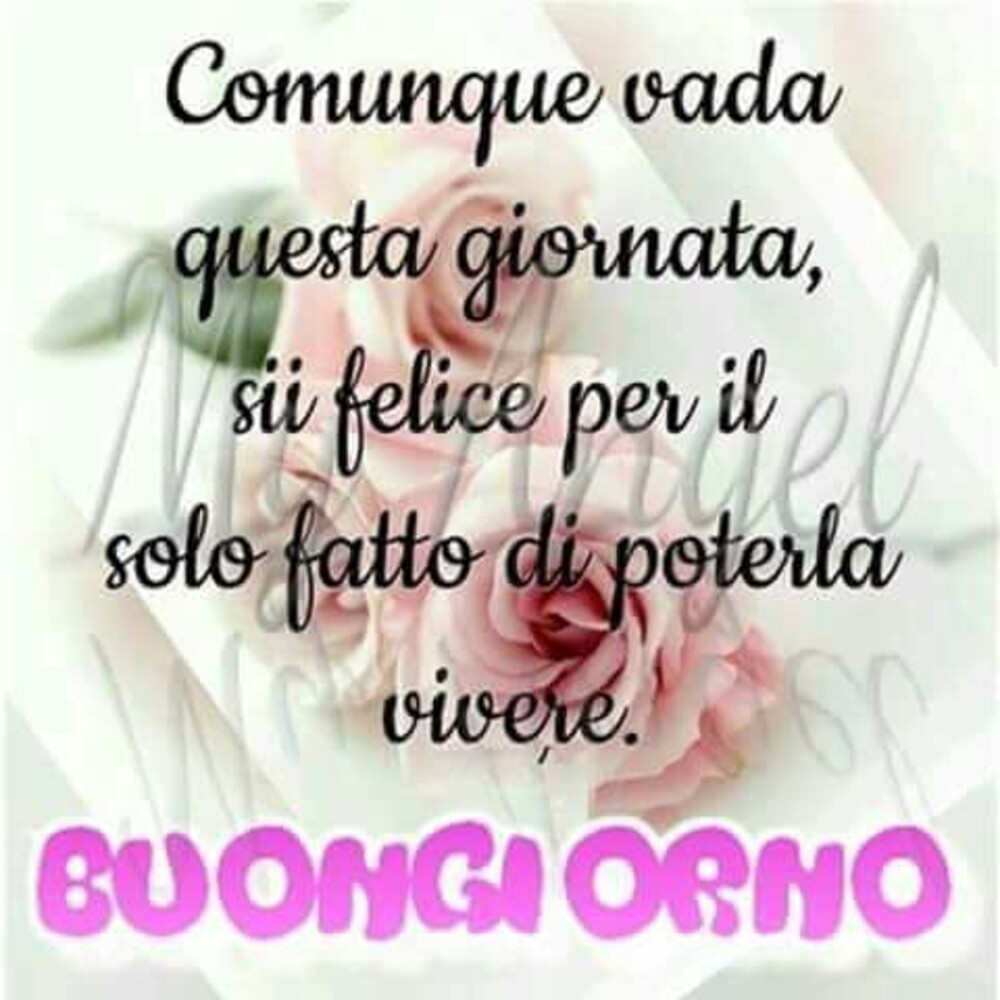 Comunque vada questa giornata, sii felice per il solo fatto che poterla vivere. Buongiorno