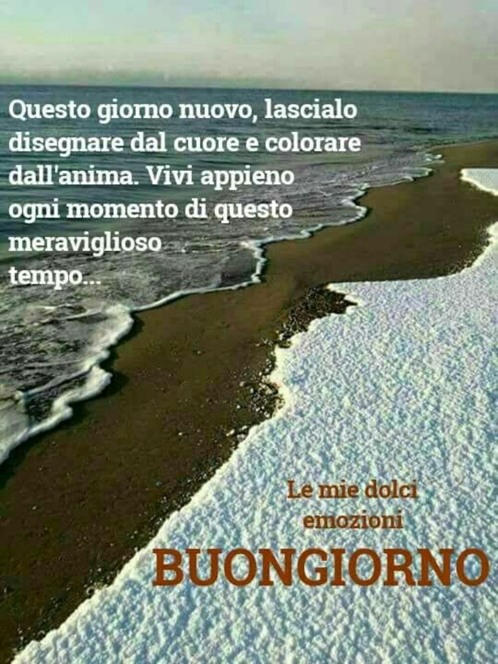 Questo giorno nuovo, lascialo disegnare dal cuore e colorare dall'anima. Vivi appieno ogni momento di questo meraviglioso tempo.  Buongiorno