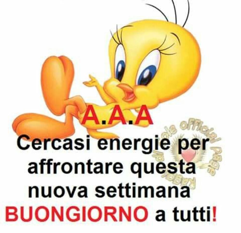 A.A.A. Cercasi energie per affrontare questa nuova settimana Buongiorno a tutti!