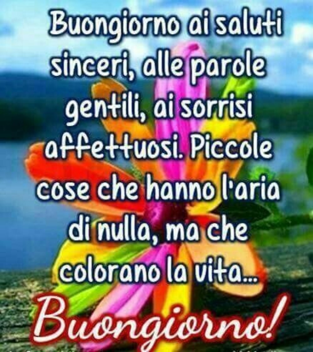 Buongiorno ai saluti sinceri, alle parole gentili, ai sorrisi affettuosi. Piccole cose che hanno l'aria di nulla, ma che colorano la vita. Buongiorno!
