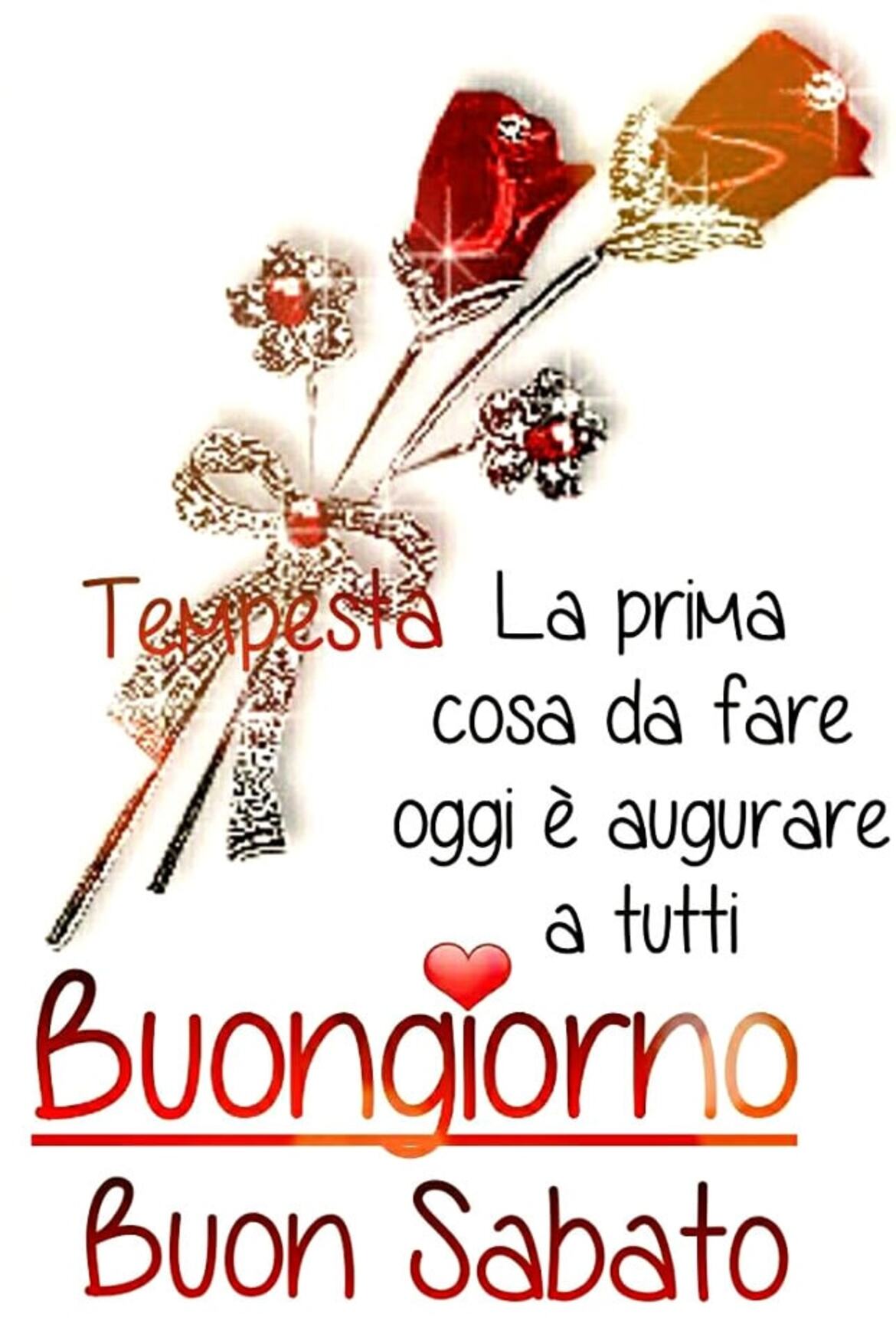 La prima cosa da fare oggi è augurare a tutti Buongiorno Buon Sabato