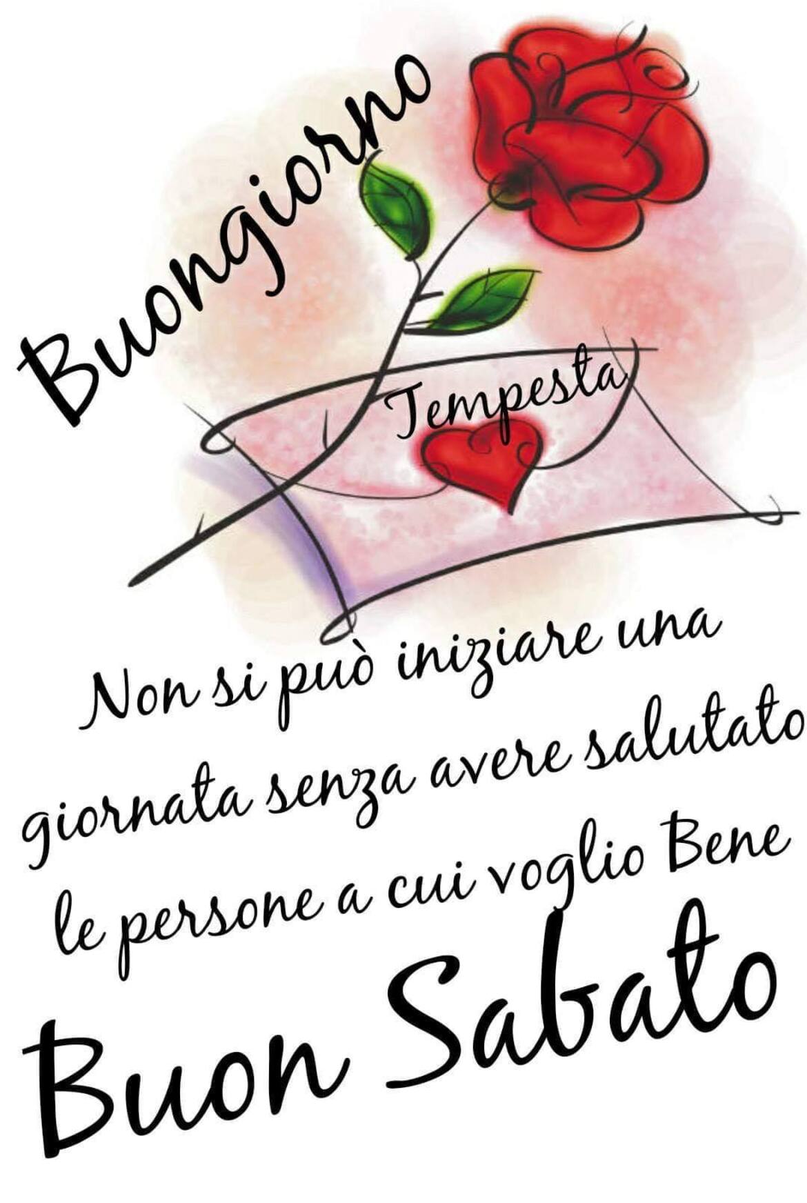 Buongiorno Non si può iniziare una giornata senza avere salutato le persone a cui voglio bene! Buon Sabato