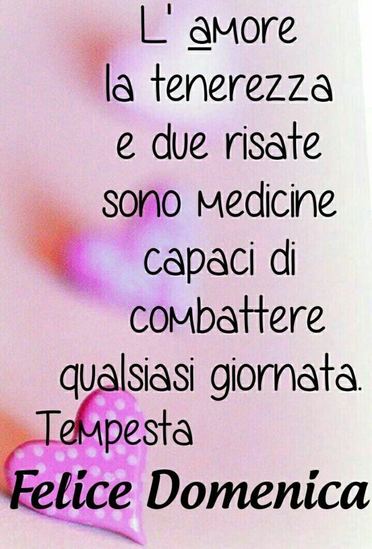 L'amore la tenerezza e due risate sono medicine capaci di combattere qualsiasi giornata. Felice Domenica