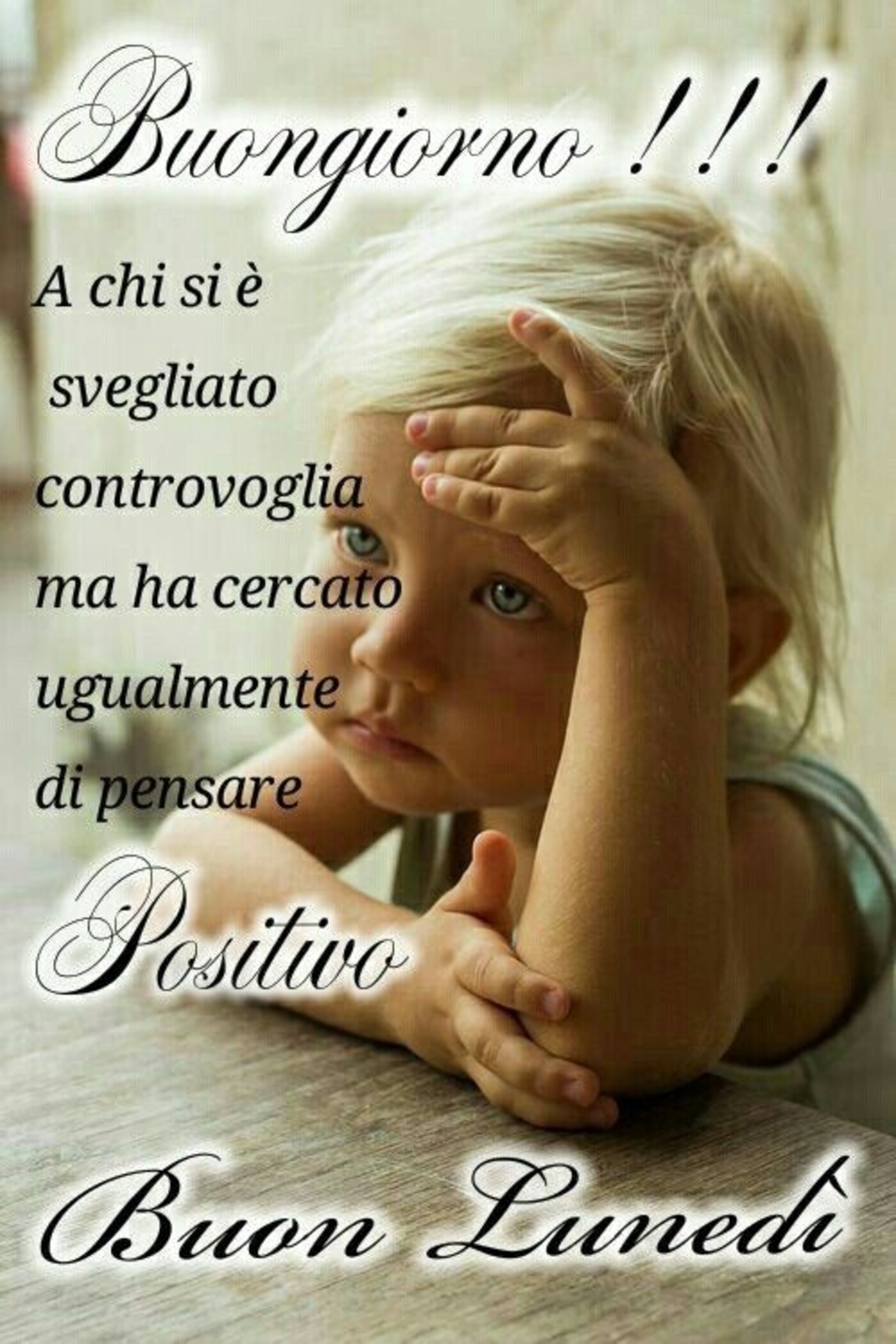 Buongiorno a chi si è svegliato controvoglia ma ha cercato ugualmente di pensare positivo! Buon lunedì