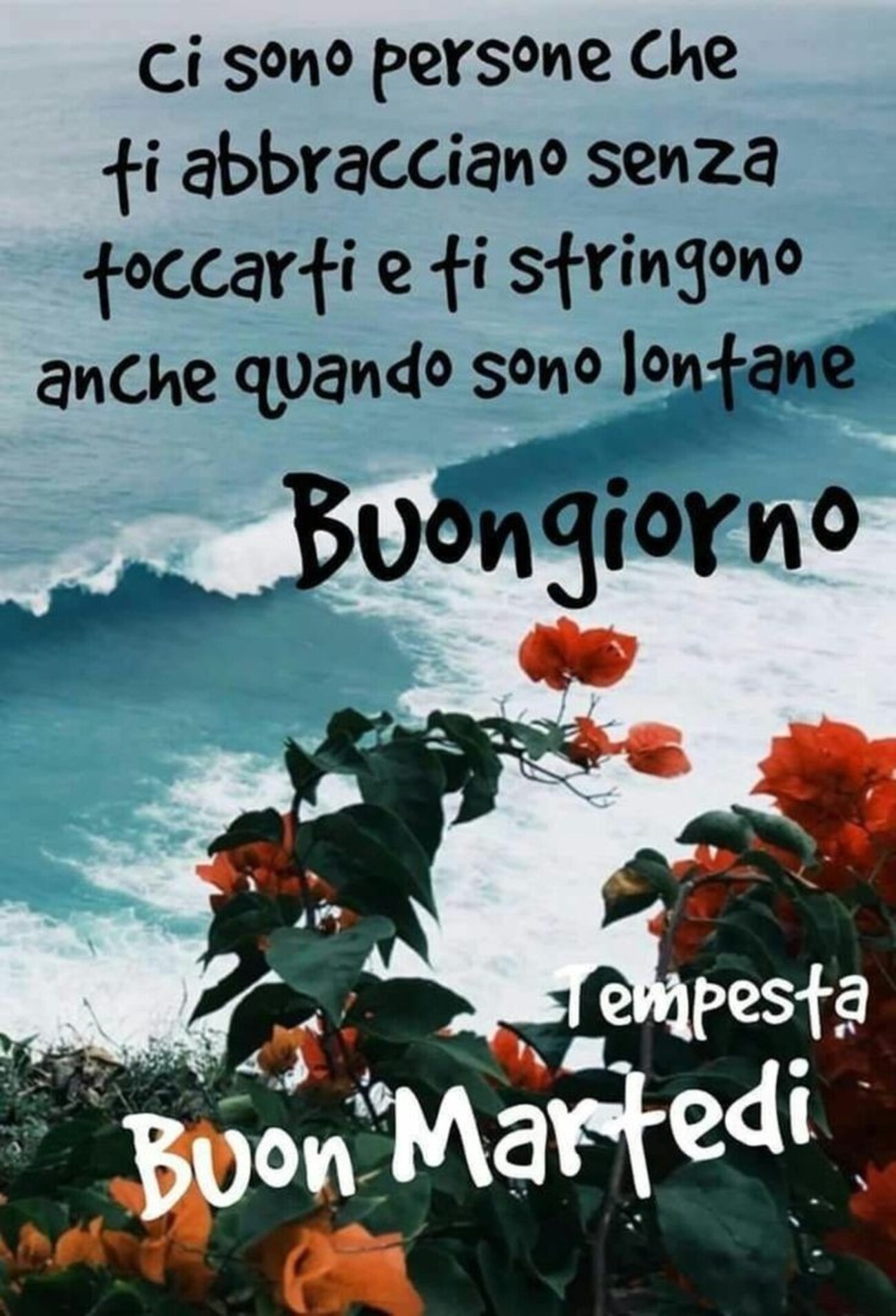 Ci sono persone che ti abbracciano senza toccarti e ti stringono anche quando sono lontane...Buongiorno Buon Martedì