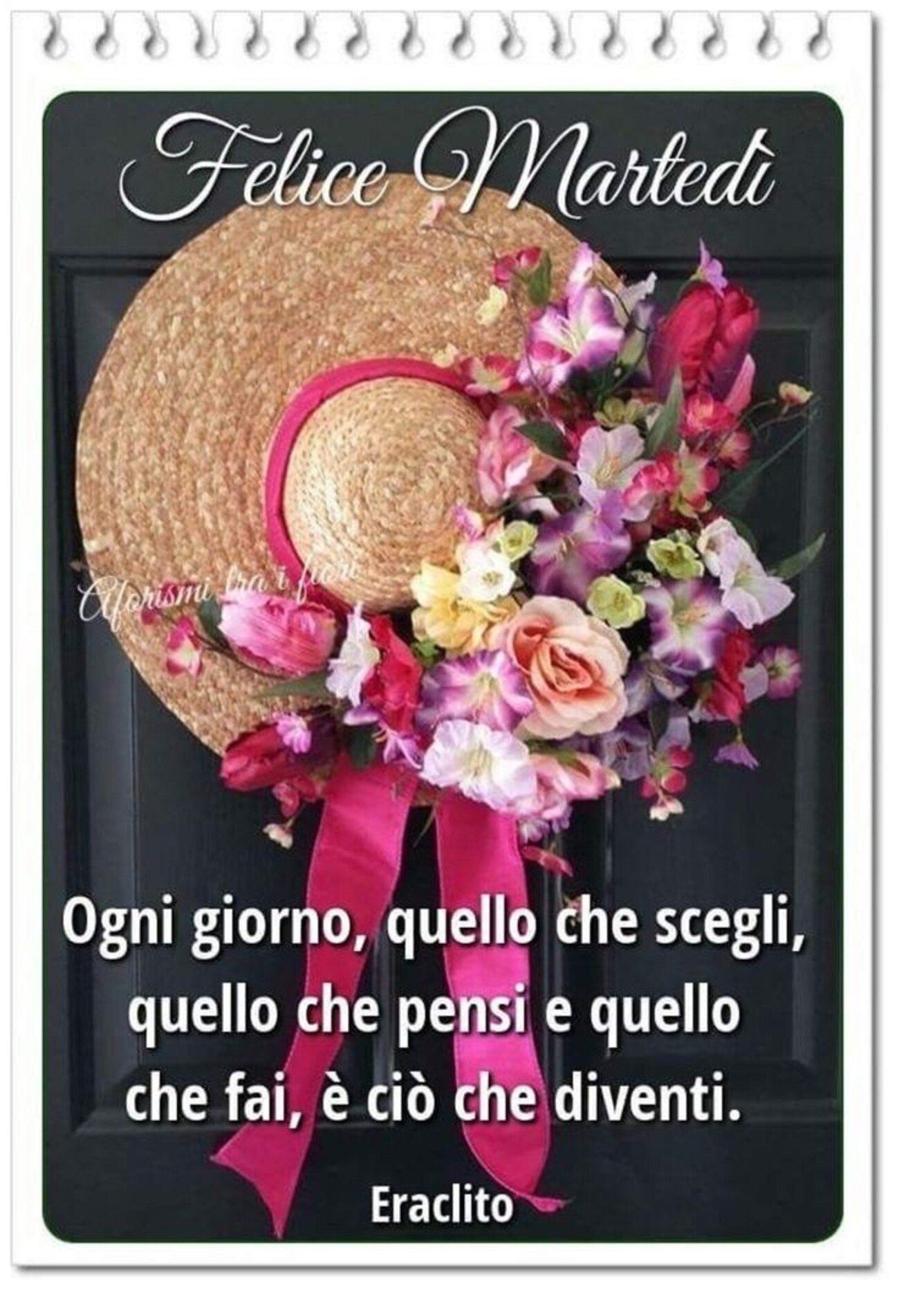 Felice Martedì ogni giorno, quello che scegli, quello che pensi e quello che fai e ciò che diventi
