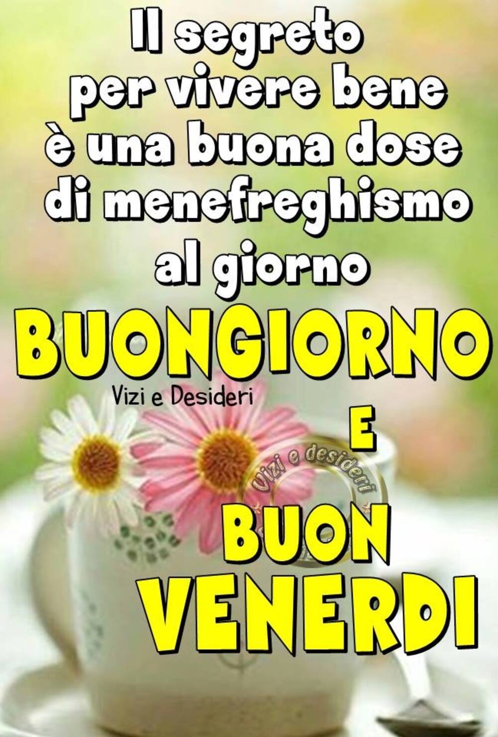 Il segreto è una buona dose di menefreghismo al giorno Buongiorno e Buon Venerdì