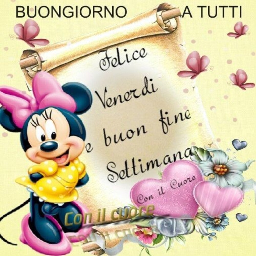 Buongiorno a tutti felice venerdì e buon fine settimana