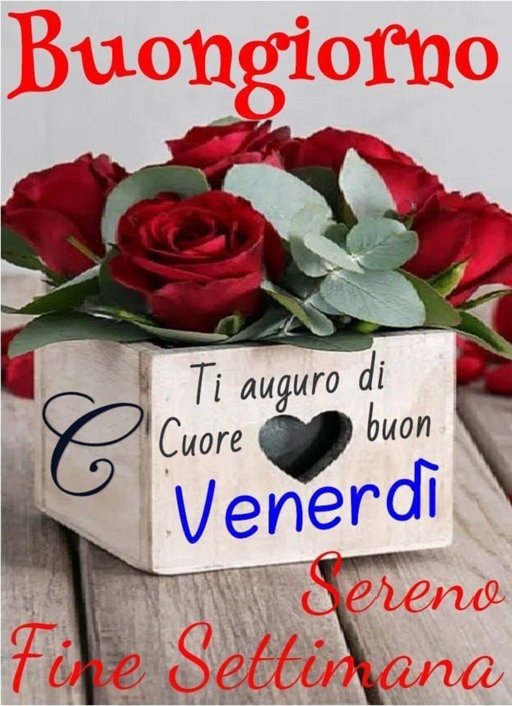 Buongiorno ti auguro di cuore buon venerdì e  un sereno fine settimana