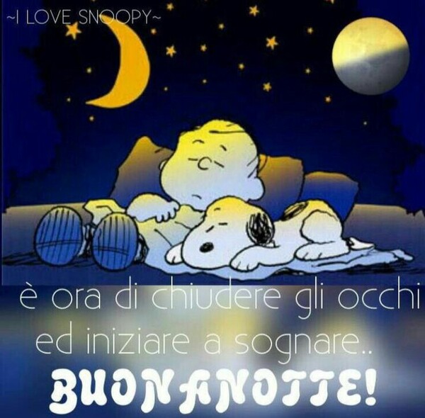 Snoopy - "E' ora di chiudere gli occhi ed iniziare a sognare, Buonanotte!"