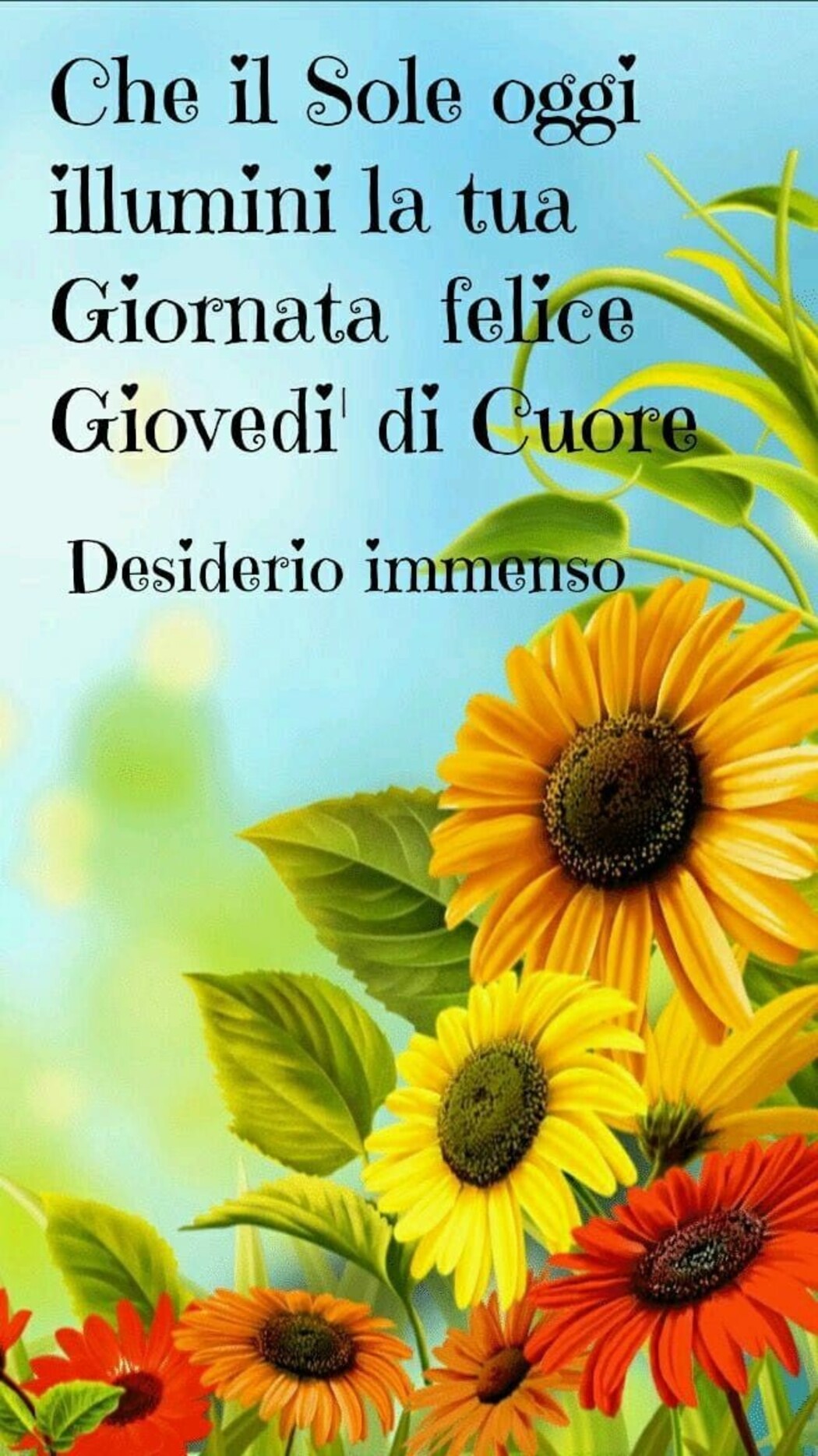 Che il sole oggi illumini la tua giornata felice giovedì di cuore.