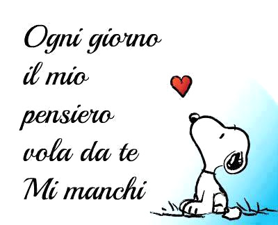 "Ogni giorno il mio pensiero vola da te. Mi Manchi"