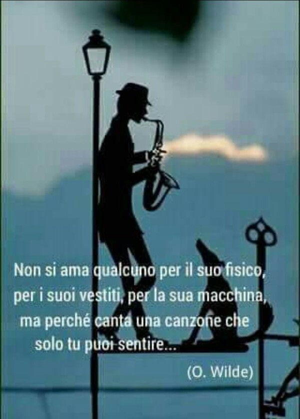 Non si ama qualcuno per il suo fisico, per i suoi vestiti, per la sua macchina, ma perchè canta una canzone che solo tu puoi sentire