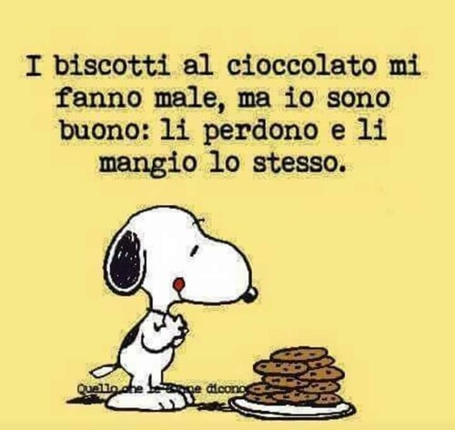 I biscotti al cioccolato mi fanno male, ma io sono buono: li perdono e li mangio lo stesso