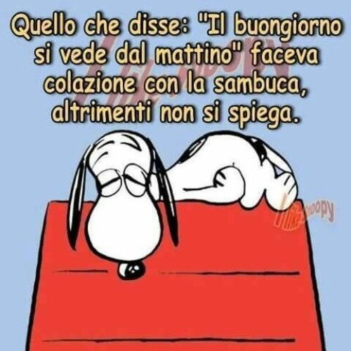 Quello che disse:"Il buongiorno si vede dal mattino" faceva colazione con la sambuca, altrimenti non si spiega