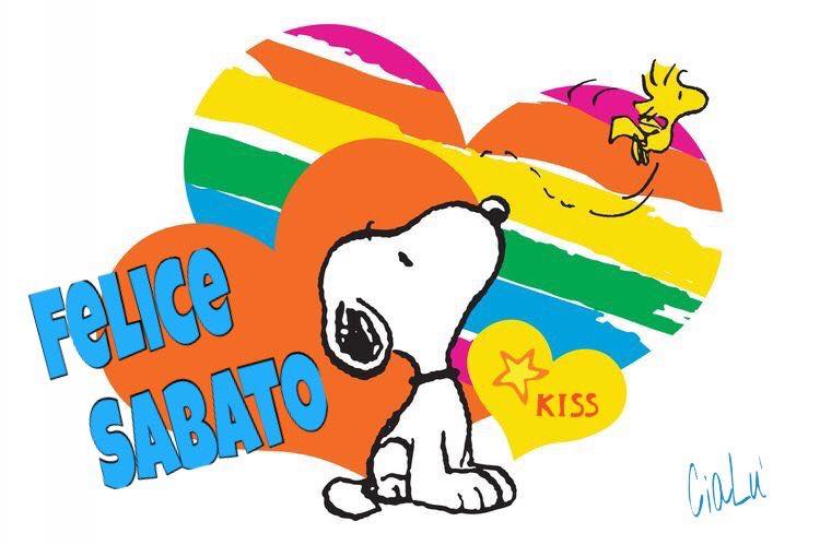 Buon Sabato arcobaleno immagini Snoopy