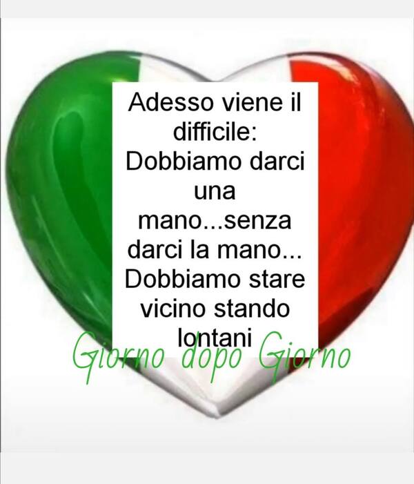 Adesso viene il difficile: Dobbiamo darci una mano... senza darci la mano... Dobbiamo stare vicini stando lontani...