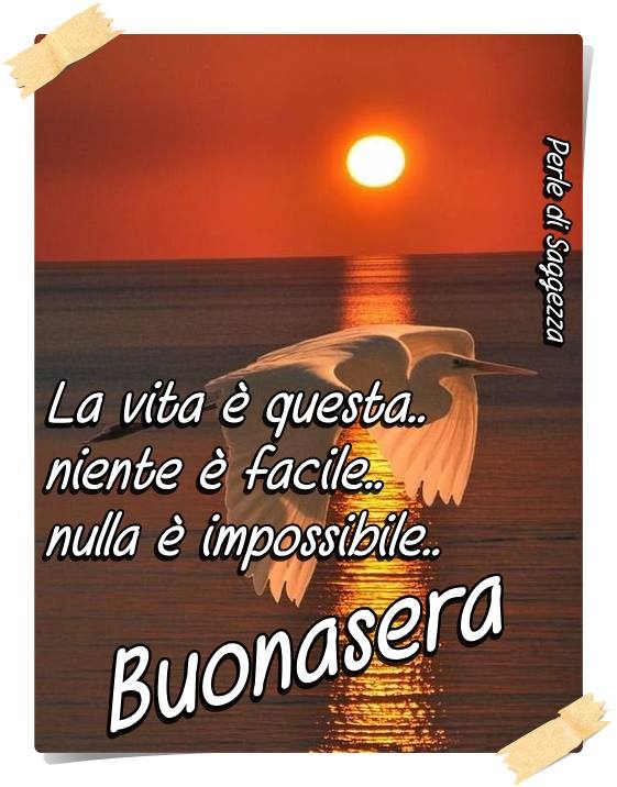 La vita è questa...niente è facile...nulla è impossibile... Buonasera