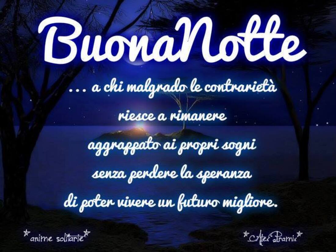 Buona Notte a chi malgrado le contrarietà riesce a rimanere aggrappato ai propri sogni, senza perdere la Speranza di poter vivere un futuro migliore.