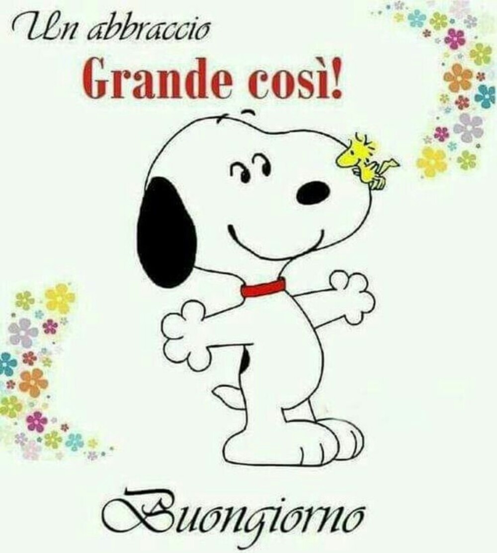 "Un abbraccio grande così! Buongiorno" - Snoopy