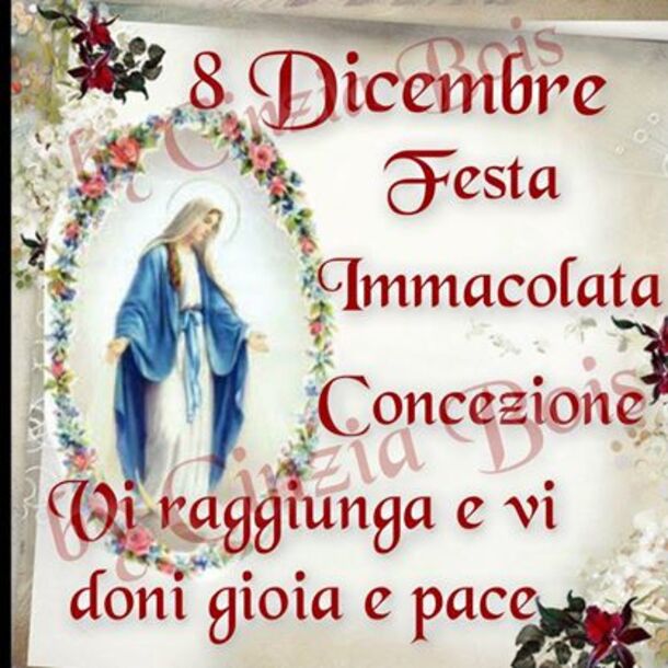 8 Dicembre Festa Immacolata Concezione. Vi raggiunga e vi doni Gioia e Pace