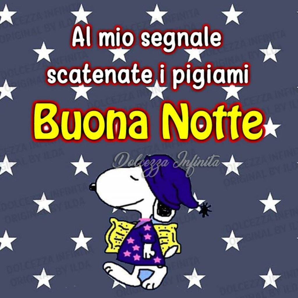 Al mio segnale scatenate i pigiami! Buona Notte Snoopy